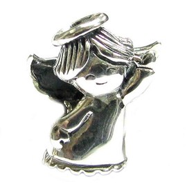 Queenberry Sterling Silver 3-D Dancing Angel Girl European-style Bead Charm