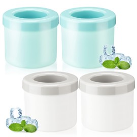 Mumufy Cylinder Silicone Decompress Ice Cube Molds Trays Lattice, Holds to 60 Ice Cubes, 3D Ice Maker Cup Press Type Easy Release Cup(Blue, White Gray,4 Pcs)