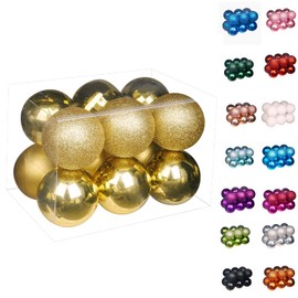 Emopeak - 12 esferas de Navidad, adornos para árbol de Navidad – 4 estilos de decoraciones de árbol de Navidad irrompibles, esferas colgantes para decoración de fiestas, de bodas (oro, 8 cm)