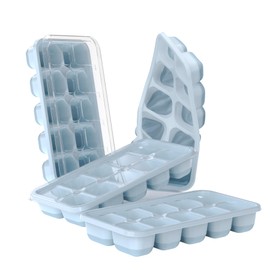 DOQAUS Ice Cube Tray with Lids - 4 Pack Stackable Silicone Ice Trays for Freezer, BPA & LFGB Safe, Easy Release for Kitchen, RV, Cocktail, Coffee, Soup & Food