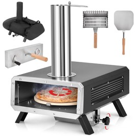 Giantex Pizza Oven Outdoor - 360° Rotating Pizza Stone, Wood Fired Pizza Oven with Pizza Peel, Carrying Cover, Portable Pellet Pizza Maker Stove for Outside Charcoal Grill Backyard Party Camping