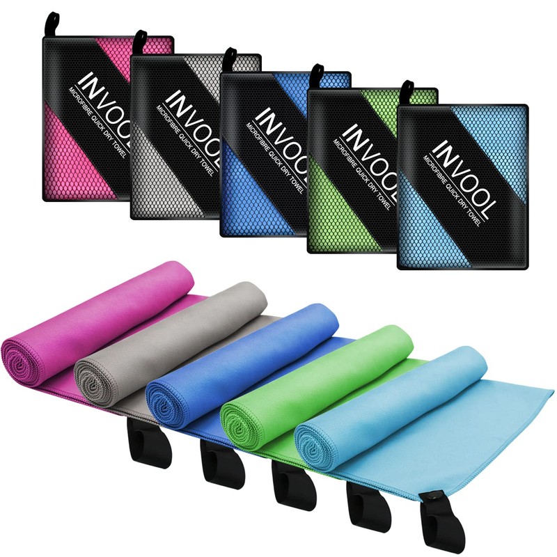 Invool Microfiber Towel, 5 colours (Blue) with carry bag -