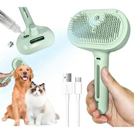 Self-Cleaning Spray  Brush for Shedding, Removes Static Flying Hair, and Works Wonders for Both Long and Short-Haired Pets 2 In 1 Cleaning Brush for Cats And Dogs - Color: white