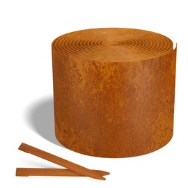 Worth Galvanized Steel Landscape Edging 4.5" x25' Metal Garden Edging Roll Flexible Bender Border with 8Pcs Stakes for Lawn, Flower Bed Edges, Rust-Like Color