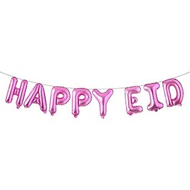 Islamic Muslim Party Decorations Ramadan Banner Happy Eid Mubarak Balloons Children and Families Party Supplies (Happy EID Rose RED)