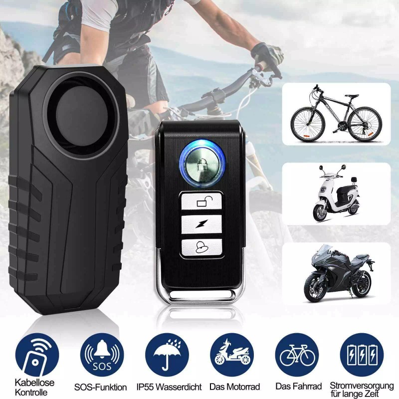 besttechtrading Bike Alarm with Remote Wireless Anti-Theft Vibration Security System