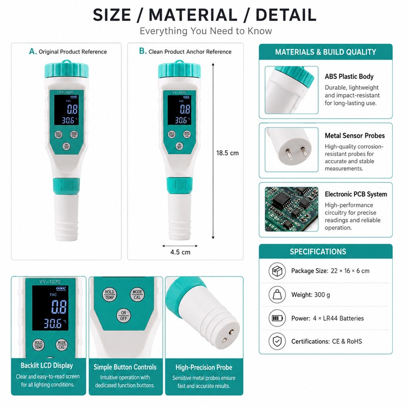 7-in-1 Digital Pool Water Tester for Maintenance – pH, Chlorine,