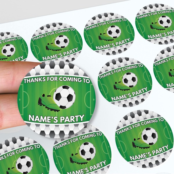 Personalised Football Soccer Thank You Birthday Party Stickers for Party Bags & Sweet Cones (24 Stickers)