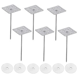 PATIKIL 2 Inch Perforated Insulation Pins with Round Washers, 80 Pack Aluminum Insulating Nails Wall Plug for Fixing Foam Boards to Wall or Ceiling