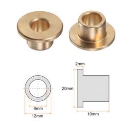 QUARKZMAN Flange Bearing Sleeve 8 mm Bore 12 mm OD 10 mm Length 2 mm Flange Thickness Bronze Bushing Self-Lubricating Bushing Sleeve for Industrial Systems Pack of 2