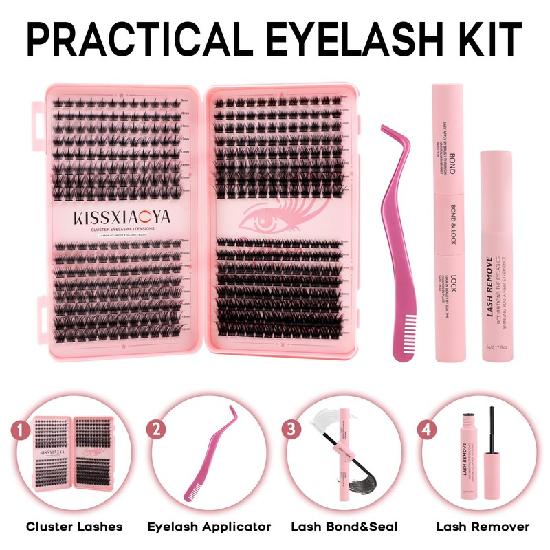 Individual Eyelashes Kit, 392Pcs 4 Styles D Curl Mix9-16mm Soft