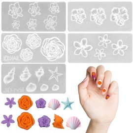 lasuroa 5pz Blumen Nagelform, Silikon 3D-Blumenformen für Nageldesign Wiederverwendbares Nagelkunst-Dekorationszubehör für DIY Frangipani Rose Petunienblüte Usw