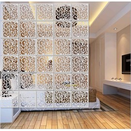 BMIDRUT 12Pcs White Hanging Room Divider,Wood-Plastic Room Divider DIY Panel Screens Partition Wall Dividers Room Decoration with All Accessories 11.4x11.4 Inch