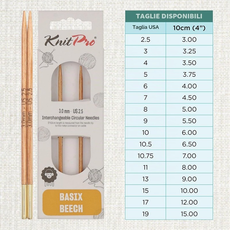 KnitPro - Knitpro Basix Birch Intercambiabile 3,00 mm Tips a