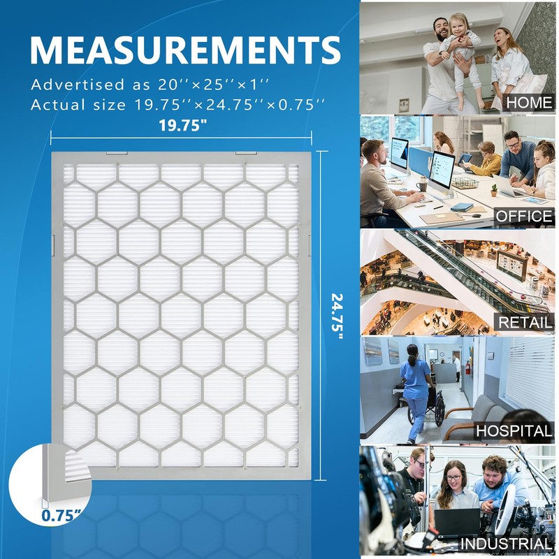OlitAir 20x25x1 MERV 8 Air Filter,AC Furnace Air Filter,Reusable ABS