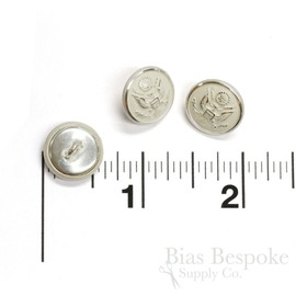 Set of 12 US Military Silver Uniform Buttons in Two Sizes, Made in France