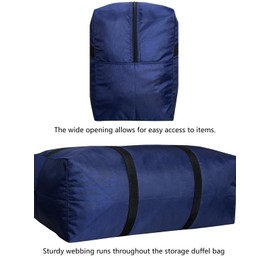 DoYiKe Extra Large Storage Duffle Bag with Zippers and Handles, Blue Big Foldable Duffle Bag for Trave l-100L