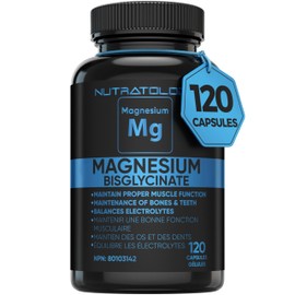 Magnesium Bisglycinate - Relaxes Muscles, Improves Sleep Quality, Enhances Bone Density, Balances Electrolyte Levels, Maintains Proper Muscle Functions, Helps Metabolism & Tissue Formation, Promotes Bone & Teeth Health & Helps Maintain Heart Muscles, 120