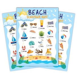 HMJKL Beach Scavenger Treasure Hunt Game Cards, Outdoor Nature Scavenger Hunt Games, Summer Holiday Birthday Party Supplies Activities(25 Game Cards), 06