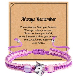 Onperpoe Unicorn Bracelet Children's Bracelet Bracelets with Adjustable Braided Rope Bracelets for Children Unicorn Gifts for Girls Birthday Gift for Girls Daughter Christmas, Metal, No Gemstone