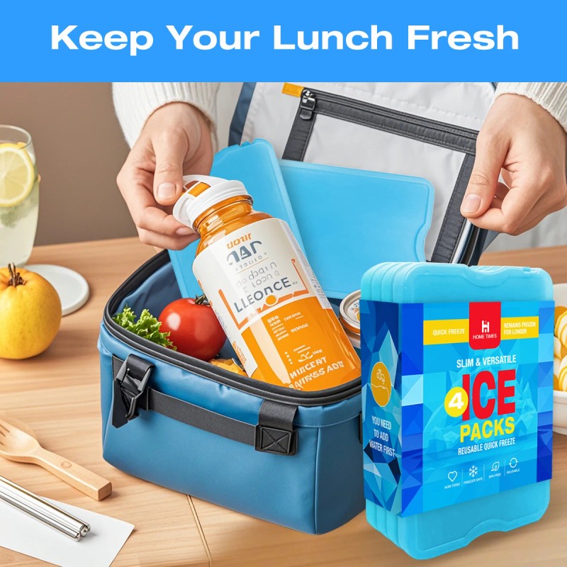 4 PCS Reusable Ice Packs for Cooler & Lunch Box