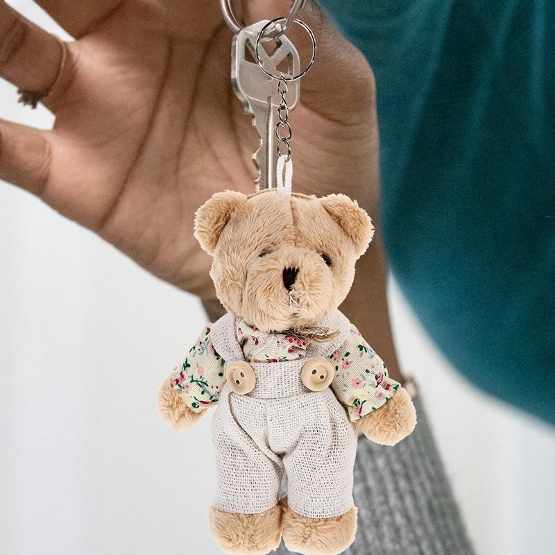 CALLARON 2-Piece Bear Plush Keychain Set for Couples Matching Bag