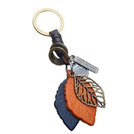 Buzz Selection AC240 Key Ring, Leather, Stylish, Retro, 3-Leaf Motif, Key Holder, Men's, Women's,, Camel