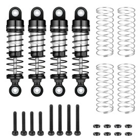 MORFUM FCX18 LC80 42MM Threaded Shock Absorber Oil Damper RC Shocks Adjustable Long Travel Absorber Oil Threaded Damper for 1/18 RC Crawler FMS FCX18 LC80 Upgrade Parts (Black)