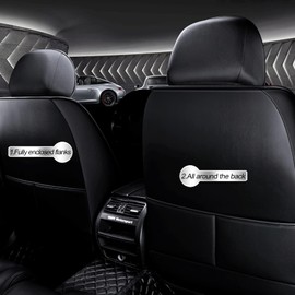 AOMSAZTO Leather Car Seat Covers,Custom Fit for 2008-2024 2025 Toyota Tundra CrewMax Double Cab Regular Cab Pickup Trucks,Waterproof Seat Protector Vehicle Cushion Covers(Front Seat 2pcs/Black-red)