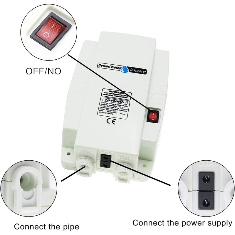 TDRSUPER Bottled Water Dispenser Pump System with Single Inlet, 110V