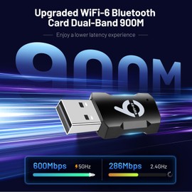 WiFi 6 Bluetooth 5.3 USB 2-in-1 Adapter WiFi and Bluetooth Dual Band 2.4/5GHz 900Mbps for PC/Laptop/Desktop, WiFi Bluetooth Mini USB Adapter without Driver, Supports Windows 10/11 (5G+bt5.3)