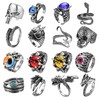 Jstyle 16 Pieces Vintage Punk Rings for Men Women Gothic