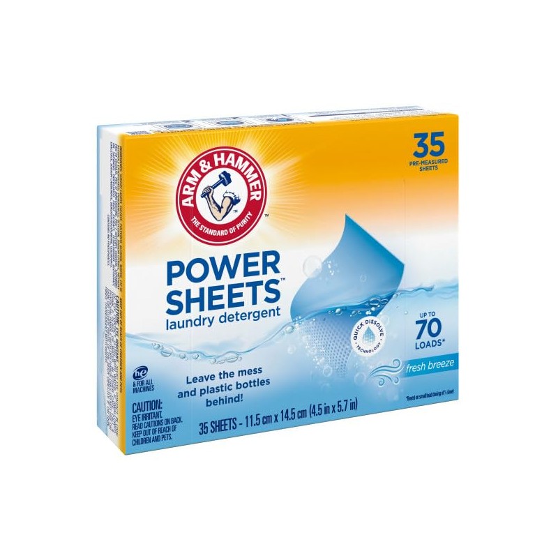 Arm & Hammer Laundry Detergent Power Sheets,Fresh Breeze, up to