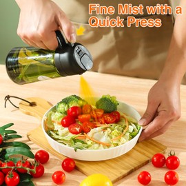 SweeHo Oil Sprayer for Cooking,470ml Cooking Olive Oil Sprayer and Oil Dispenser 2 In 1, Food-grade Glass Oil Spray Bottle Mister for Air Ffyer, BBQ, Griddle (Black+Dark Green)