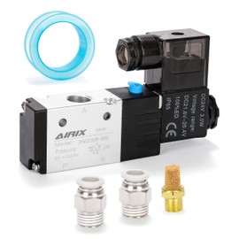 AIRIX 3V210-08 Pneumatic Solenoid Valve DC24V, 2 Position 3 Way, 1/4" NPT, Pilot-Operated Single Coil, Fast Response Electric Air Valve With Junction Box & Quick Connect Fittings