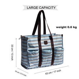 ESVAN Utility Tote Bag with Zip Top Waterproof Teacher Tote Bag for Teacher Work Women Beach, E, One Size