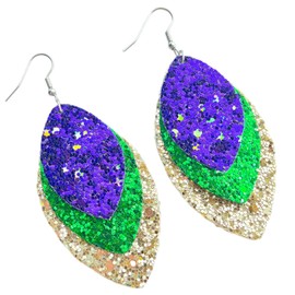 Colorful Mardi Gras Resin Acrylic Tassel Dangle Earrings Dainty Mask Feather Shape Carnival Earrings for Women Jewelry (H)