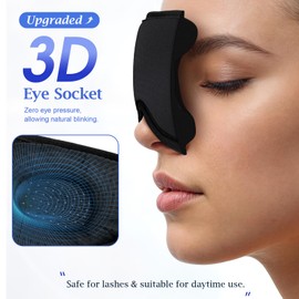 3D Ice Silk Sleep Mask，Zero Eye Pressure 3D Sleeping Mask, Ideal for Travel, Night Work, Napping, Side Sleeping and Office Use for Both Men and Women（Black）