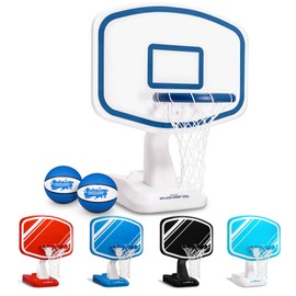 GoSports Splash Hoop Swimming Pool Basketball Game, Includes Poolside Water Basketball Hoop, 2 Balls and Pump – White