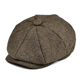 JANGOUL Gorra de Tweed para niños, Estilo clásico, Boina Plana, para niños pequeños, Caqui Oscuro, 4-5T