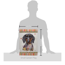 Breeze Decor Black Tan Dachshund Happiness Garden Flag-Set Mailbox Hanger Dog Puppy Spoiled Paw Canine Fur Pet Nature Farm Animal Creature House Banner Small Yard Gift Double-Sided, Made in USA