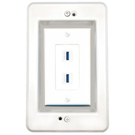 RiteAV in-Wall Cable Management Kit Recessed Outlet 2 USB-3 Wall Plate