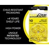 Hear Clear Size 10 PR230 Hearing Aid Batteries Yellow Tab