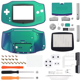 IPS Ready Upgraded eXtremeRate Chameleon Green Purple Replacement Shell Full Housing Cover & Black Screen Lens for Gameboy Advance - Compatible with Both IPS & Standard LCD - No Console & IPS Screen
