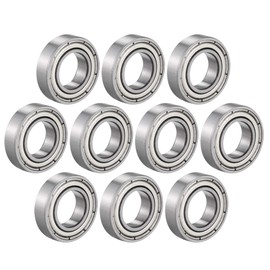 sourcing map 6800Z Deep Groove Ball Bearing Single Shield 1060800, 10mm x 19mm x 5mm Chrome Steel Bearings (Pack of 10)