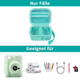 casmilee Instant Camera Children's Bag for Greenkinder/for Gofunly/for Hangrui/for LETSHAHA Mini Digital Camera, Instant Cameras Protective Case Carry Bag Holder for Printing Paper (Case Only), Green,