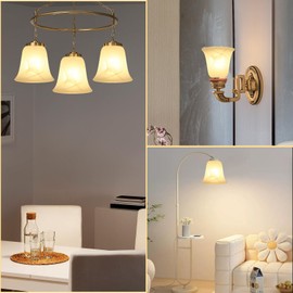 White Glass Lamp Shade Replacement, Alabaster Bell Glass Shade Replacement 1 5/8 Fitter Glass Shade Opening for E26 Base Light Glass Shades for Light Fixtures, Table Lamp Wall Sconce Pendant Light