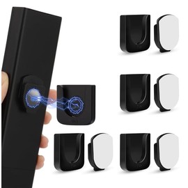 Magnetic Remote Control Holder Wall Mount, 4 Pcs Self-Adhesive Remote Control Organizers Storage Containers with Strong Magnet, Magnetic Hook Rack for Tv Fan Air Conditioner Remote Control (Black)