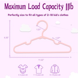 trusir Baby Hangers for Closet 100 Pack Pink Plastic Kids Children's Clothes Hangers Non-Slip (Pink, 100)