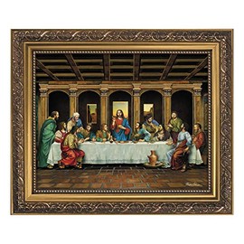 Christian Brands Inspirational Ornate Gold Framed Artwork, 13 x 11-Inch, Michael Adams-Last Supper
